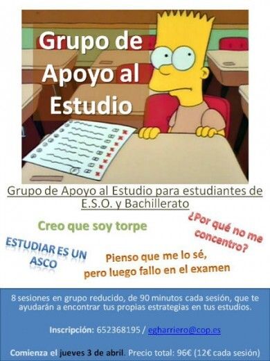 Sesiones del Grupo de Apoyo al Estudio para E.S.O. y Bachillerato
