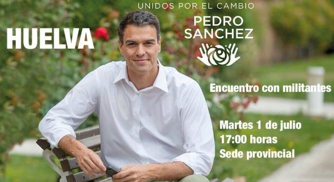 Pedro Sánchez, primer candidato del PSOE en llegar a Huelva