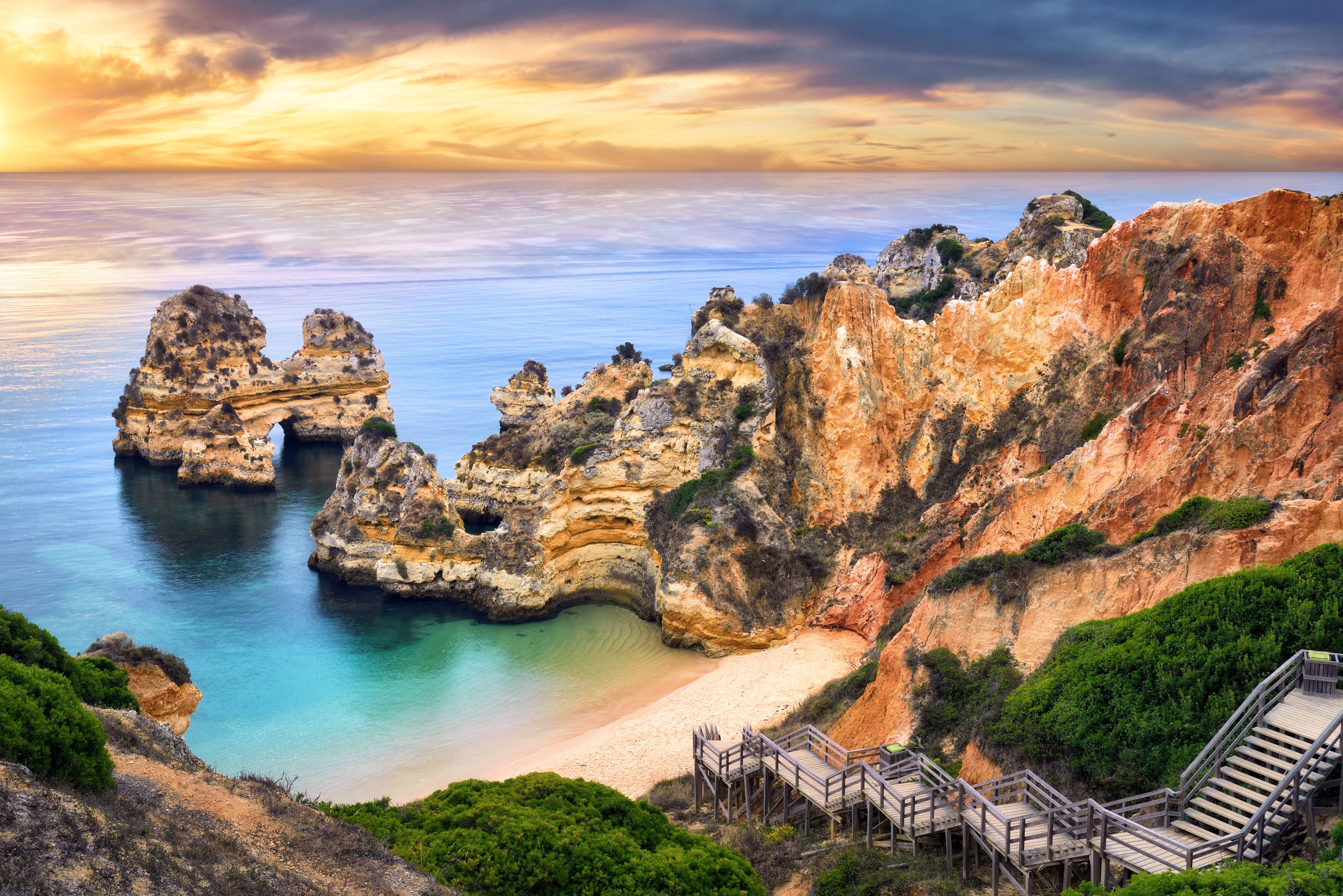 Praia do Camilo, un de las mejores playas de la ciudad de Lagos, en el sur de Portugal