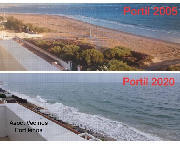 La misma zona de El Portil, en 2005 y en 2020