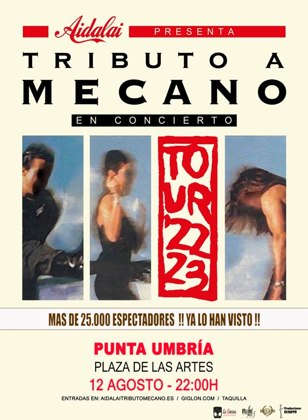 Falete y &#039;Aidalai, tributo a Mecano&#039; este fin de semana en Punta Umbría: entradas, horarios y fechas