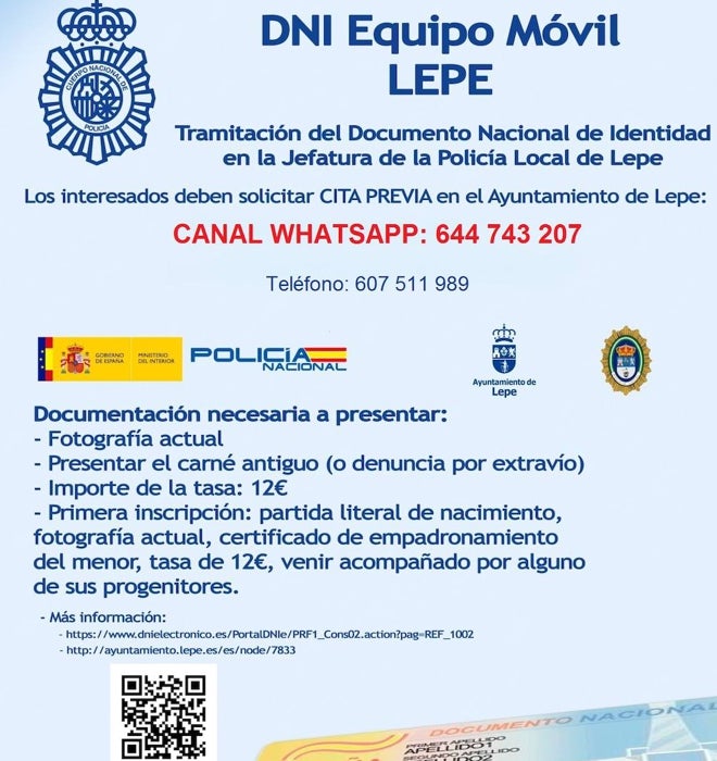 Ya pueden pedirse en Lepe citas para sacar y renovar el DNI