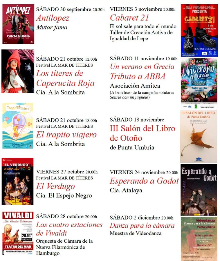 Imagen - Antílopez abrirá la programación cultural de otoño en Punta Umbría, con diez propuestas hasta diciembre