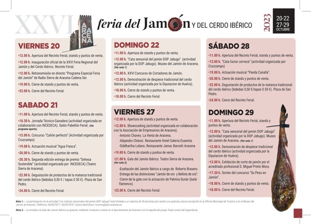 Programa de la XXVI Feria del Jamón y del Cerdo Ibérico de Aracena