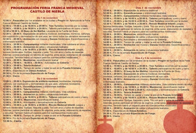 Feria Medieval y de Tosantos de Niebla en 2023: fechas, programación, globo aerostático y precios por el Día del Niño