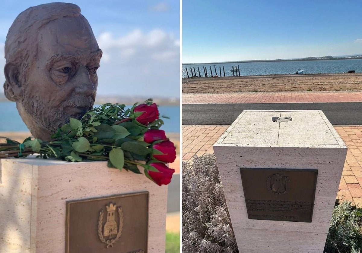 Antes y después del monumento de Isaías Pérez Saldaña