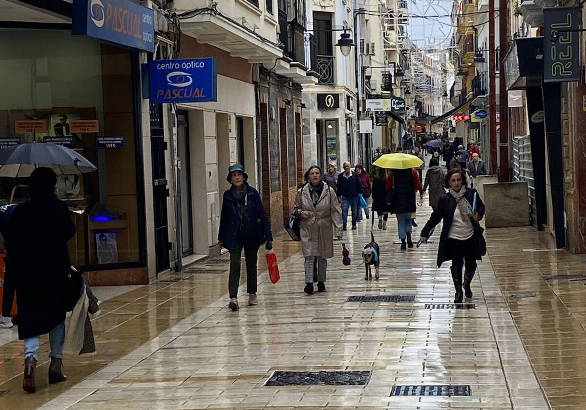 La calle Berdigón, en estos días de lluvia