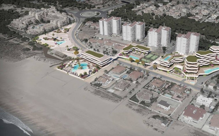 Imagen principal - Así será la entrada a Punta Umbría por la avenida del Oceano con un hotel de cuatro estrellas, una gran plaza y un parking de dos plantas