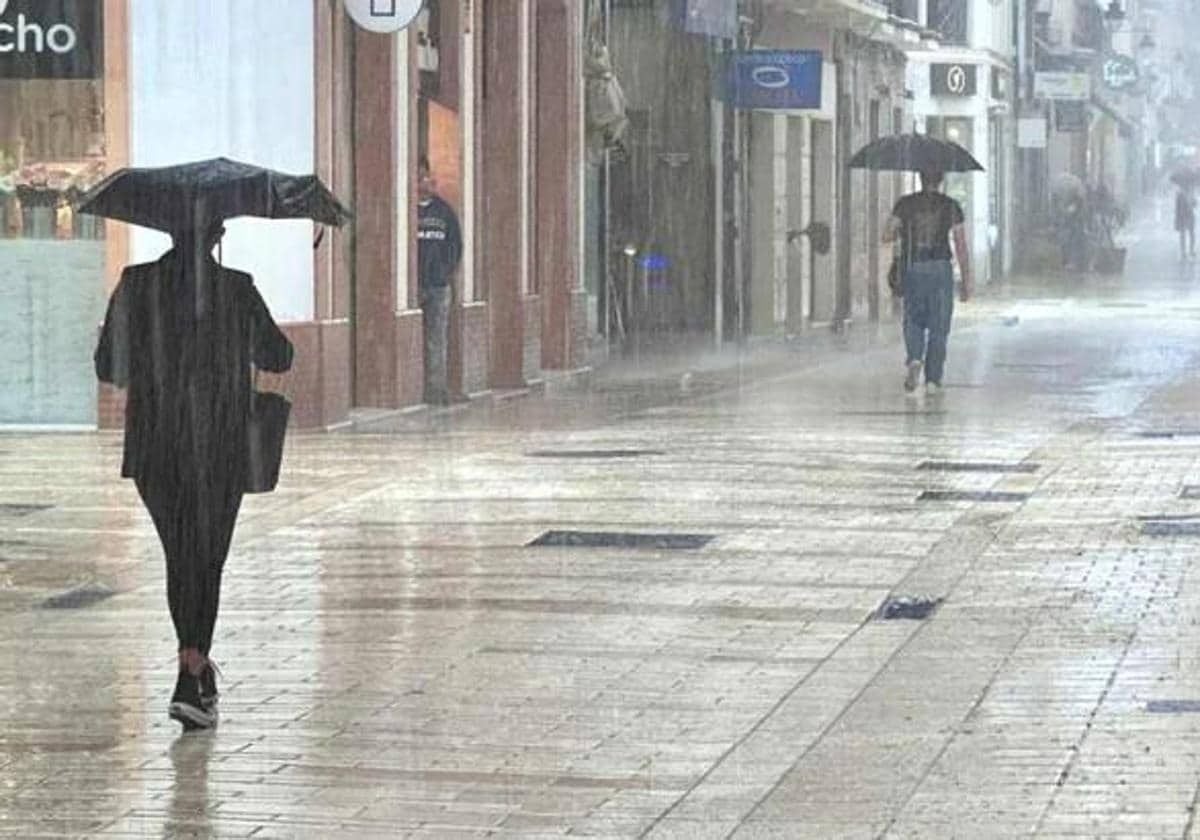 Lluvia en el centro de Huelva