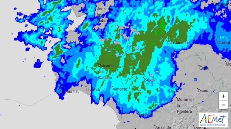 El radar de la Aemet reflejando las precipitaciones registradas en la provincia este martes por la tarde