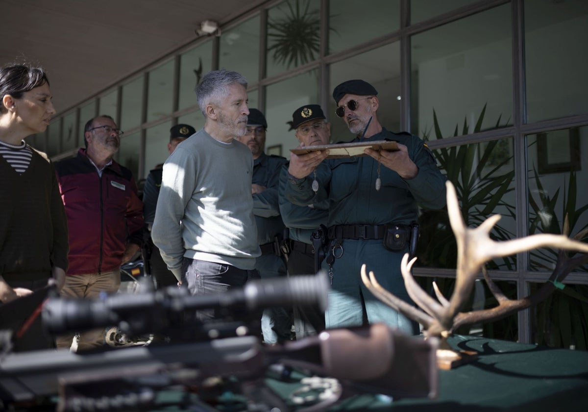 El ministro del Interior, Fernando Grande-Marlaska, en su visita de este jueves a Doñana