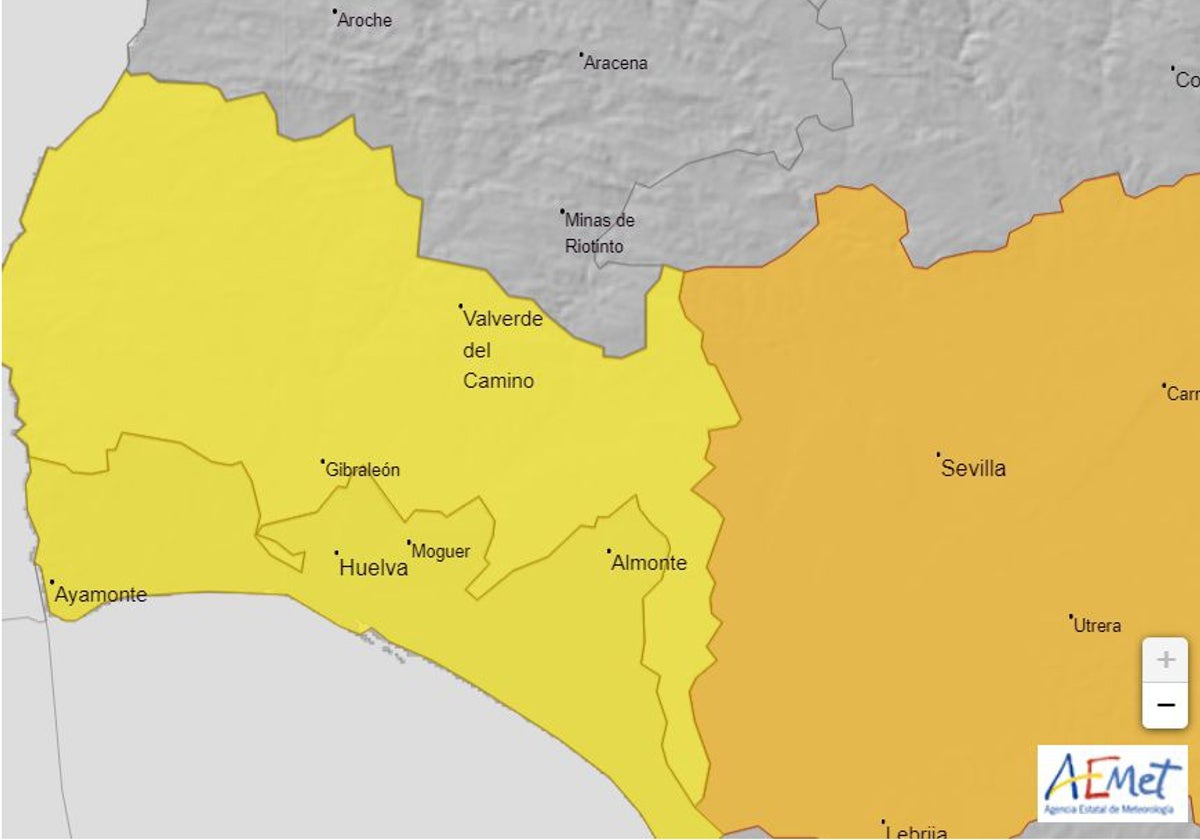 La Aemet ha activado el aviso amarillo en Huelva para este viernes