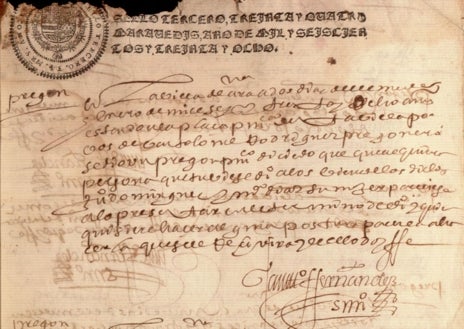 Imagen secundaria 1 - Plano de Aníbal González de la Plaza de Abastos (1912), autos ejecutivos civiles de 1638 y expediente para la compra de reja y farolas para la plaza del Pilar (1888)