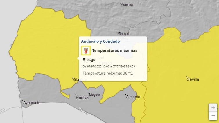 Aviso por altas temperaturas: la provincia de Huelva vuelve a teñirse de amarillo por calor