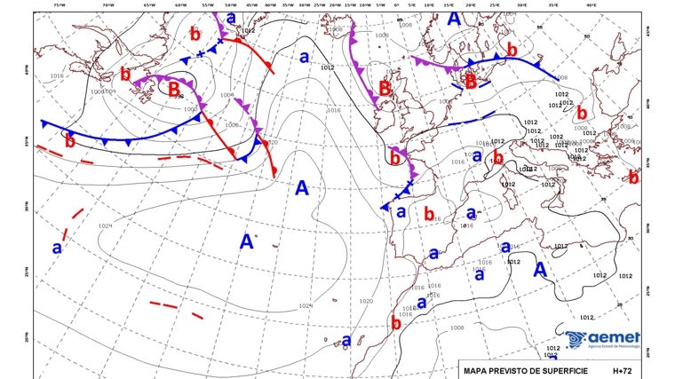 Mapa de superficie de la Agencia Estatal de Meteorología