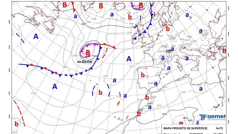 Mapa de superficie de la Agencia Estatal de Meteorología