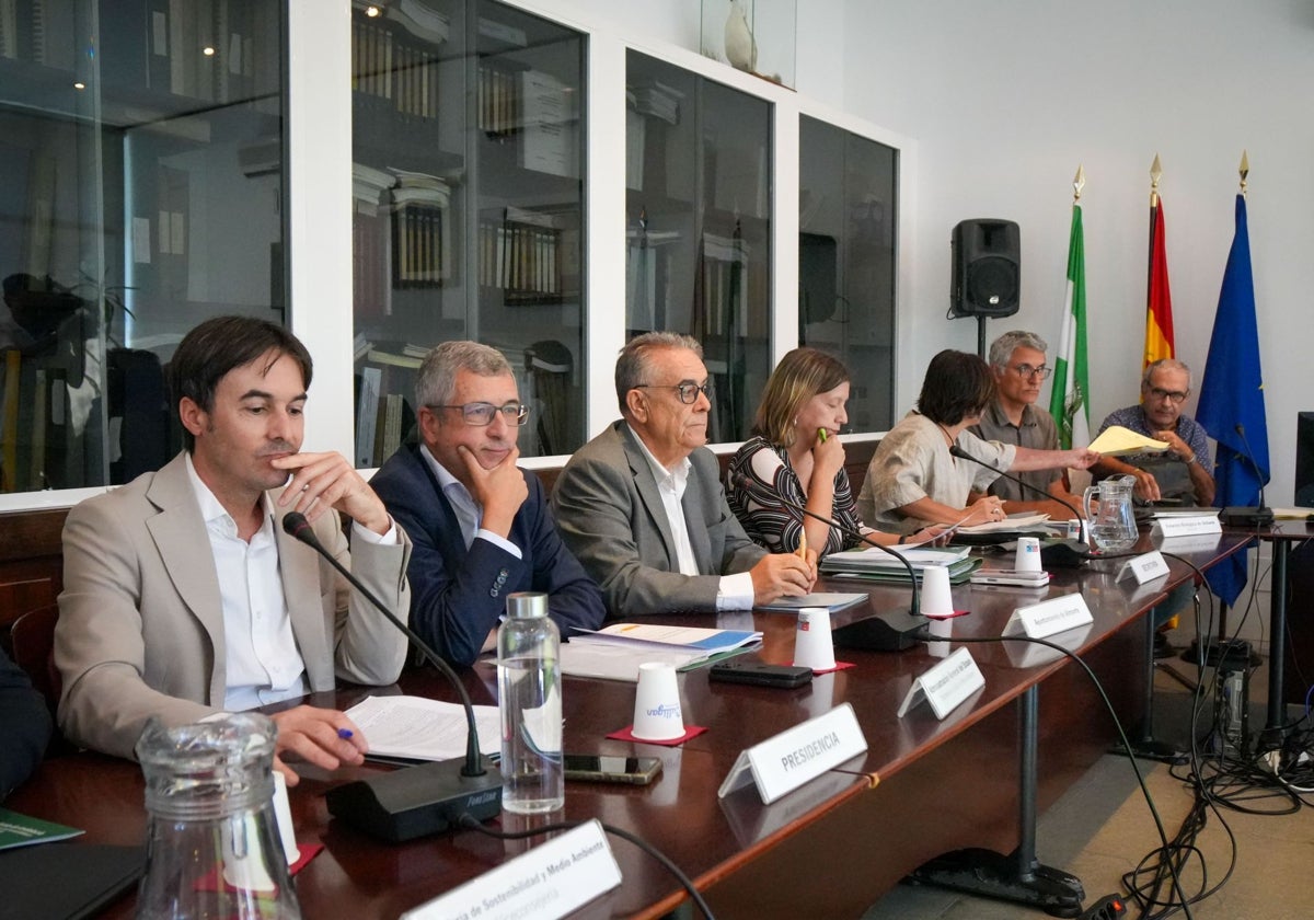 Francisco Bella, en el centro, en el Consejo de Participación de Doñana