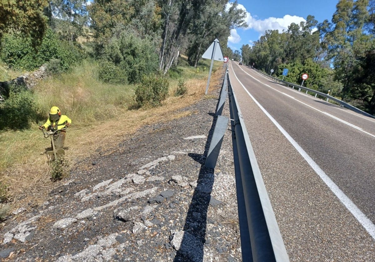 Desbroce de vegetación en el punto kilométrico 58 de la N-433