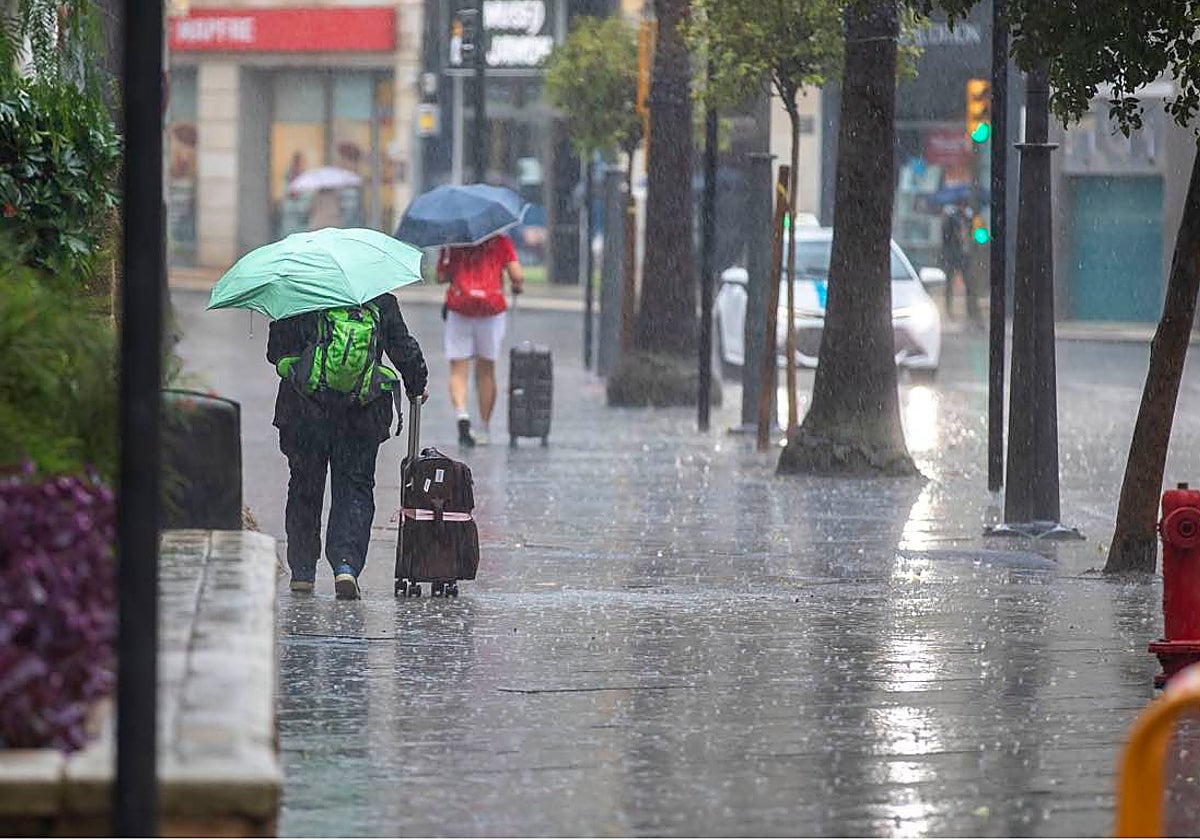 Paraguas en el centro de Huelva