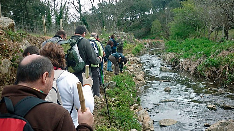 Senderistas por el curso del río Chanza