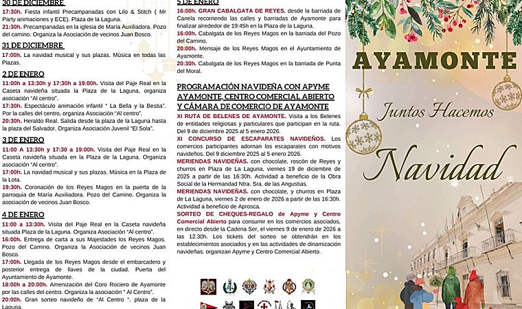 La llegada de los Reyes Magos en barco desde Portugal y los conciertos de Paco Candela y Tamara sobresalen en la Navidad de Ayamonte