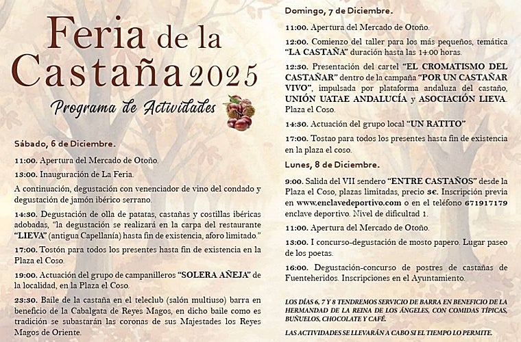 La programación de la Feria de la Castaña de Fuenteheridos