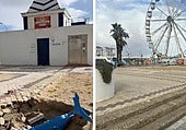 Denuncian los daños causados al paseo marítimo de Matalascañas por una noria instalada este verano