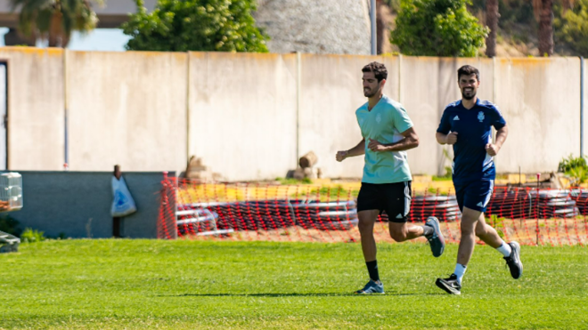 Bernardo Cruz en el entrenamiento de esta mañana