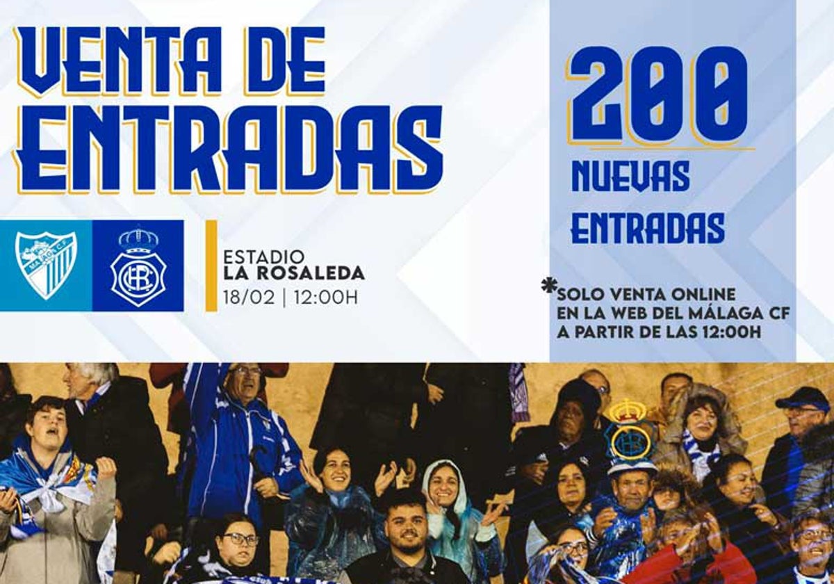 La afición albiazul contará con 200 entradas adicionales para el Málaga-Recreativo