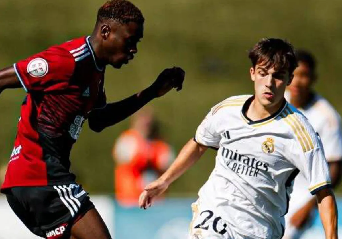 Rahim en el Real Madrid Castilla-Recreativo de la ida, que finalizó con un 1-2