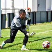 Rubén Gálvez durante el entrenamiento de esta mañana en la Ciudad Deportiva