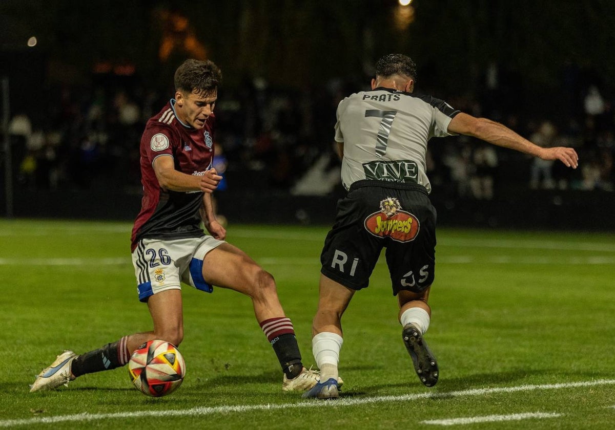 Ale Santos durante el Tudelano-Recreativo de esta temporada en la Copa del Rey