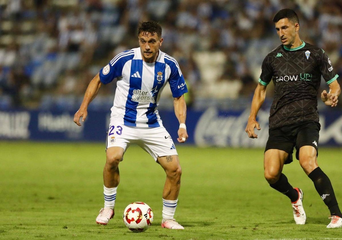 David Soto durante el Recreativo-Alcoyano disputado el pasado sábado en el Nuevo Colombino