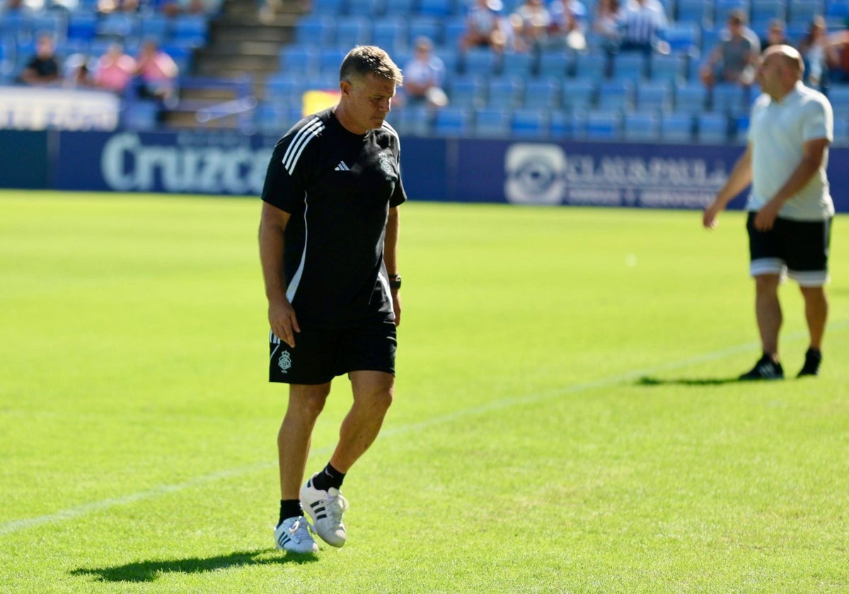 Pedro Morilla, durante el Recreativo-Xerez