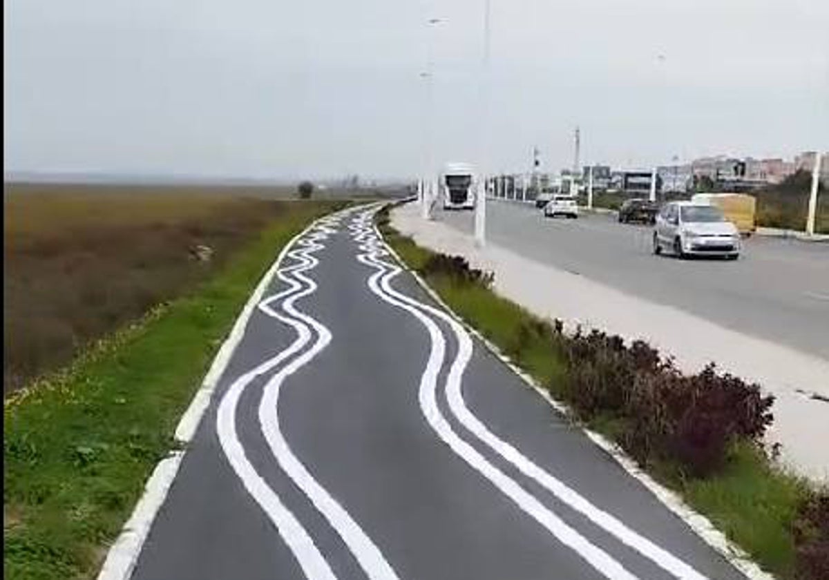 Líneas en el carril bici