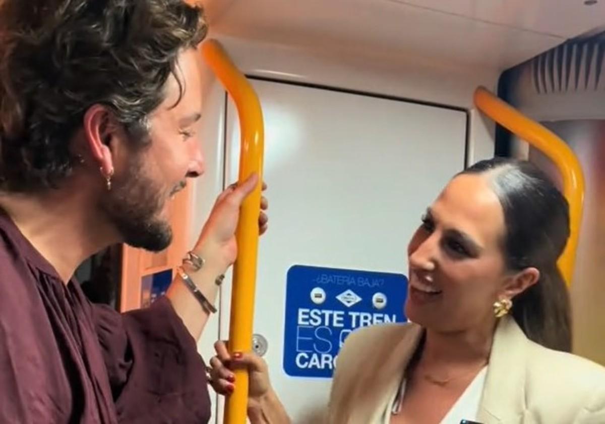 Captura de pantalla del vídeo de Tiktok de Noemí Salazar tras su encuentro con Manuel Carrasco en el metro
