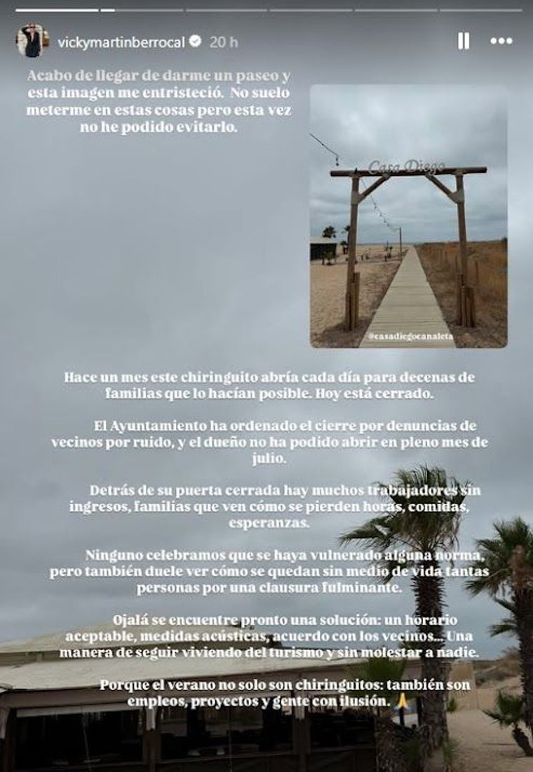Vicky Martín Berrocal se pronuncia sobre el cierre del chiringuito Casa Diego: «No suelo meterme en estas cosas, pero esta vez...»