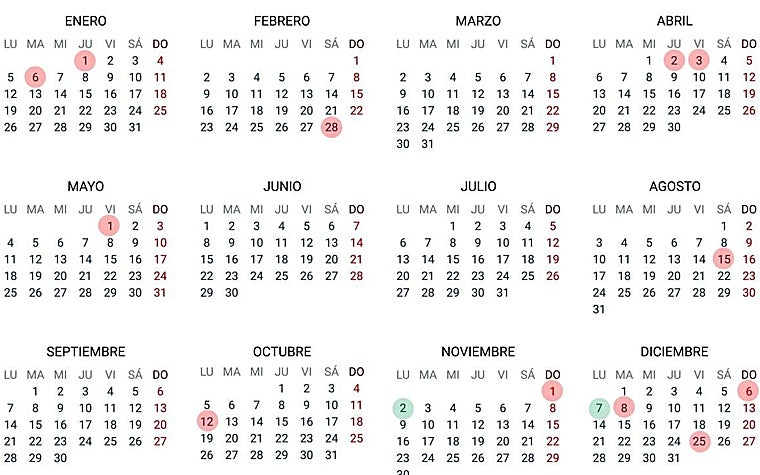 El calendario de días festivos en Andalucía para el año 2026