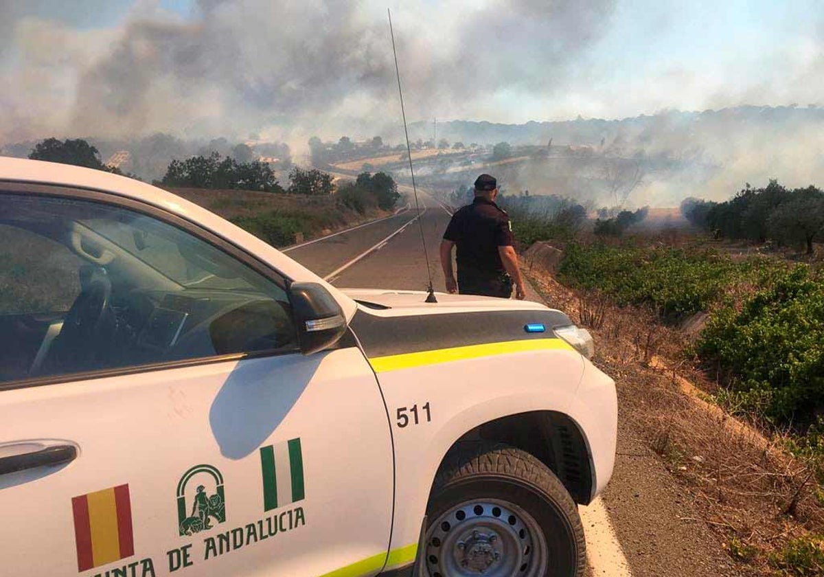 Un policía en una de las carreteras que se cortaron