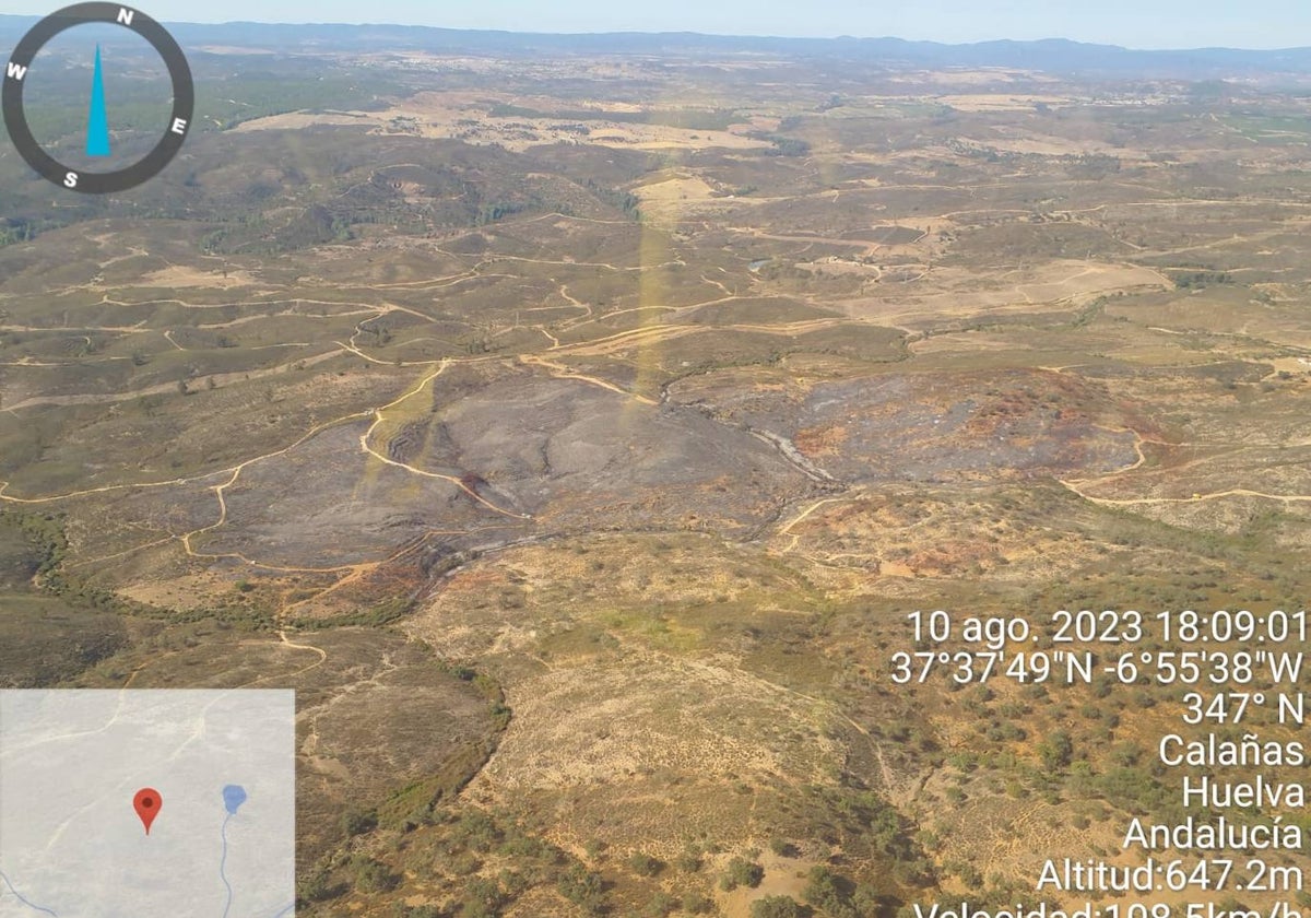 Área del incendio de Calañas