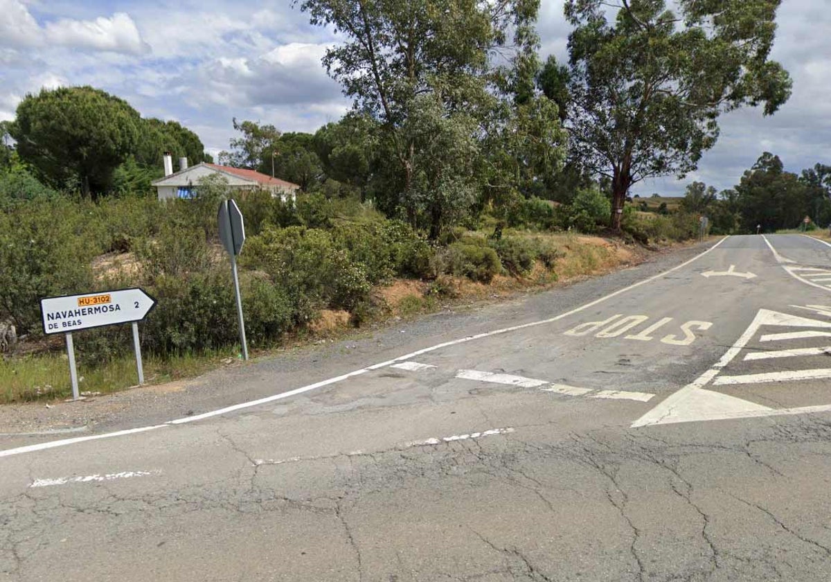 Cruce de la N-435 con la carretera de Navahermosa de Beas