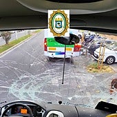 Imagen del cristal de uno de los autobuses