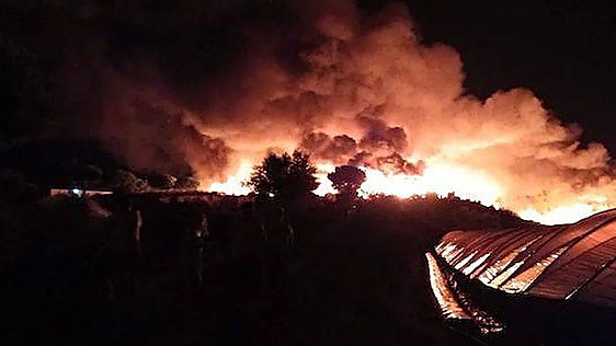 Incendio en el asentamiento de Palos de la Frontera en septiembre de 2023.