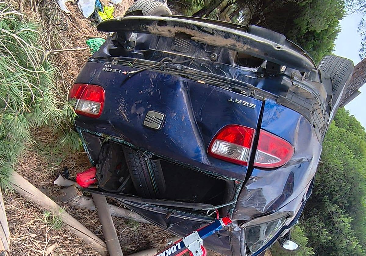 Una conductora herida tras salirse de la vía y chocar contra un árbol ...