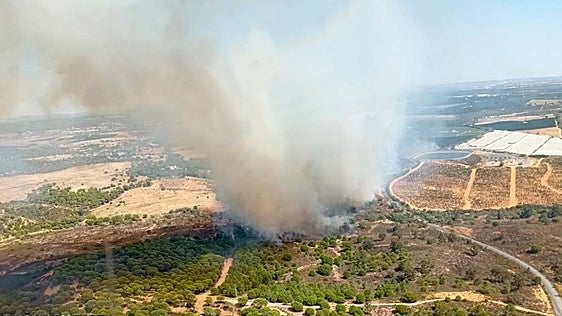 Un incendio forestal en el paraje Pedraza de Villablanca moviliza a 73 efectivos y ocho aeronaves del Infoca