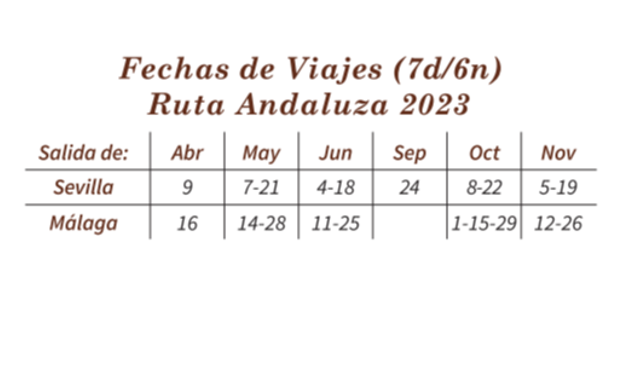 Fechas de la Ruta Andaluza en el tren Al Ándalus