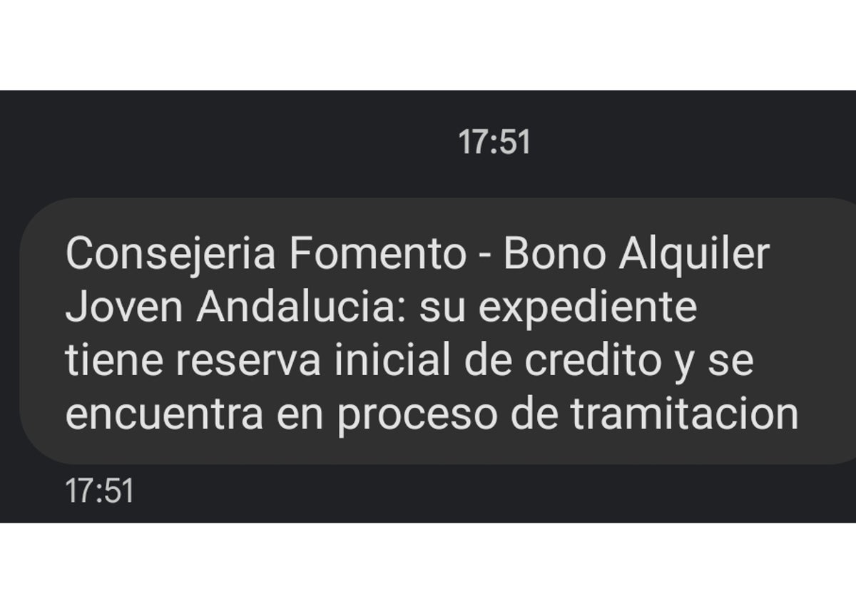 SMS: Bono Joven del Alquiler en Andalucía