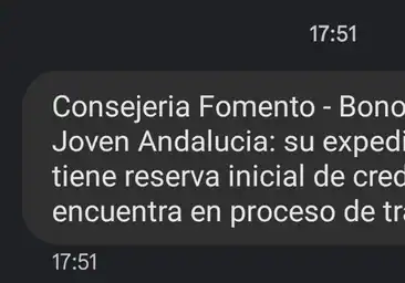 El SMS sobre el bono del alquiler joven de Andalucía: ¿qué significa que 'su expediente tiene reserva inicial de crédito'?