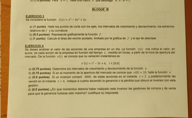 Examen de Matemáticas aplicadas a las CC. Sociales en Andalucía 2023