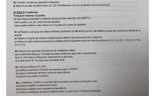 Selectividad: Este Ha Sido El Examen De Química En La PEvAU 2023 De ...